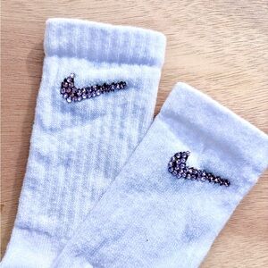 Kids Nike socks with light pink rhinestones